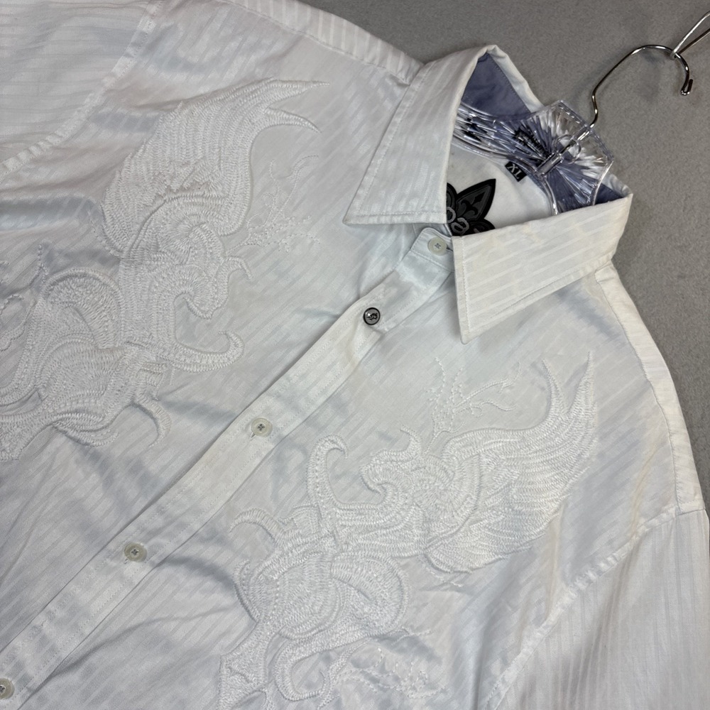 ROAR Embroidered Shirt Size XL White Long Sleeve Button